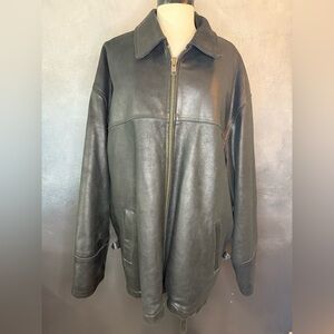 Wilsons Leather Men’s XL Heavy Black Leather Jacket with Sherpa Lining